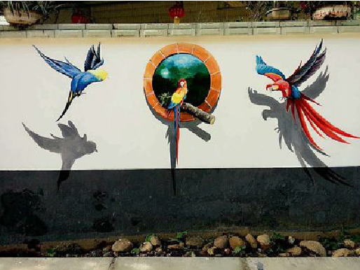 莲花视觉错位-3D墙绘设计