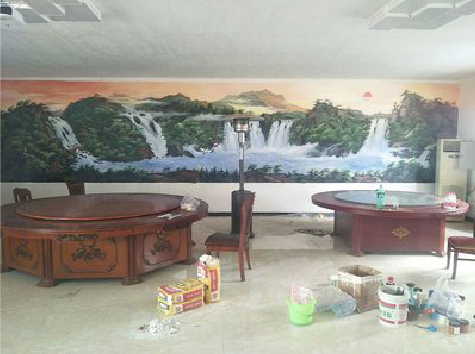 莲花墙绘-写实风景