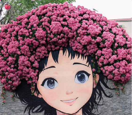 莲花墙体彩绘-网红墙打卡