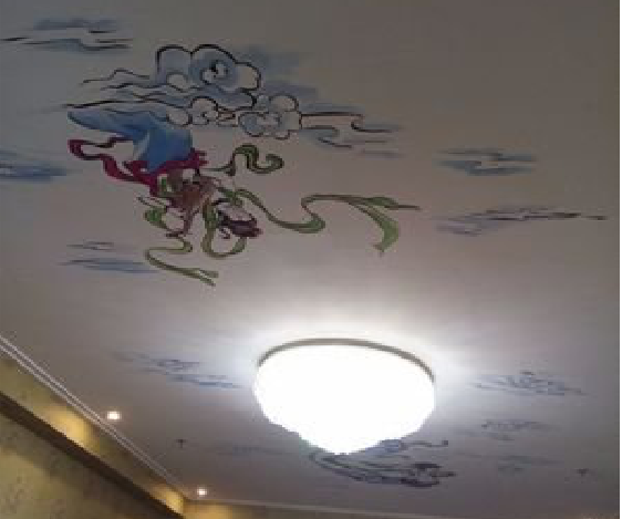 莲花如何快速绘制天花板上的手绘墙？